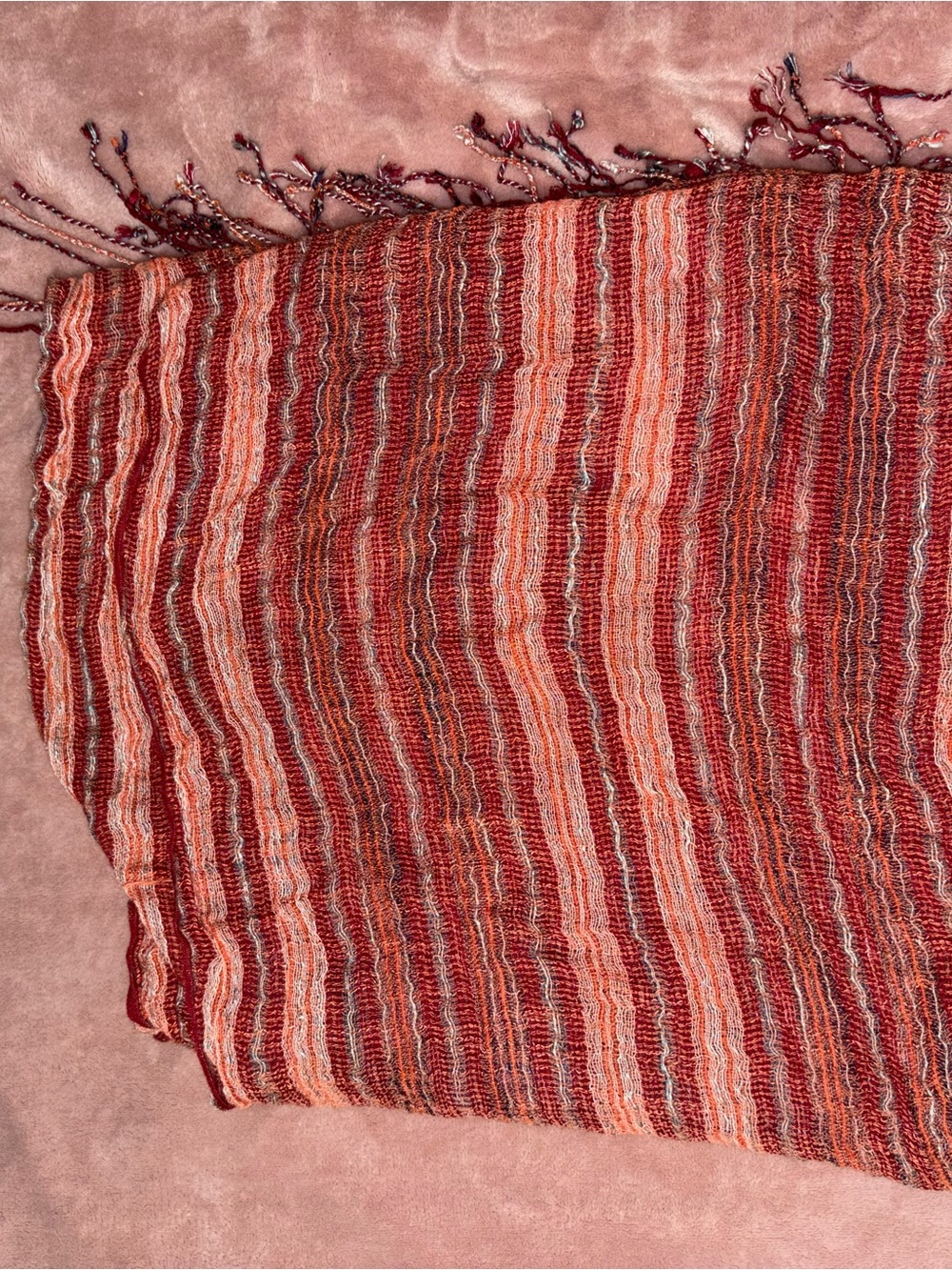 Striped Multi-Red Woven Scarf